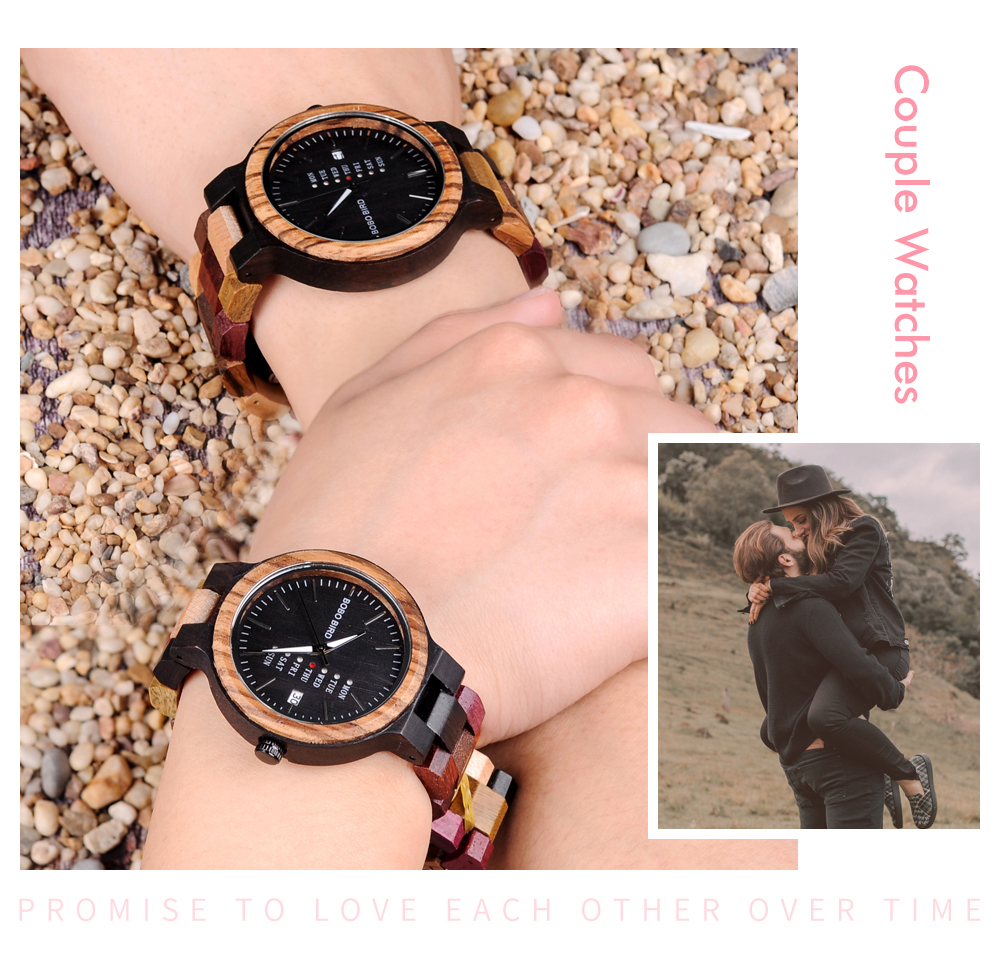 BOBO BIRD Wood Couples or Lover's watch is the perfect gift to celebrate Valentine's Day, Weddings, Christmas, Graduation or any commemorative occasion.