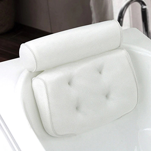 This bath pillow takes your bath to new heights of relaxation by reducing strain to your neck and back during long baths.