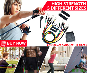 Resistance Band Set 11-Pieces for Home or Gym