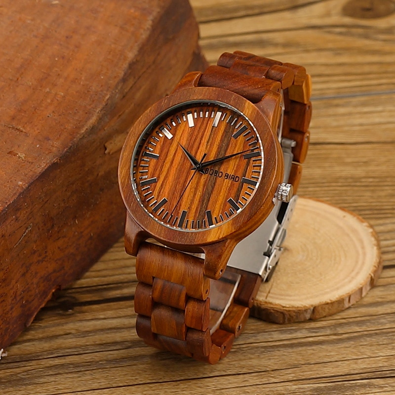 Promotion BOBO BIRD Men Wooden Watch Quartz Wristwatch Top Brand Timepieces Gift Box relogio masculino Accept Drop Shipping