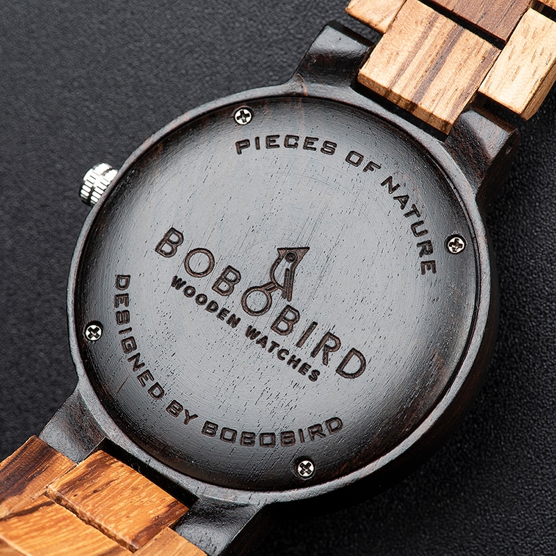 Promotion BOBO BIRD Men Wooden Watch Quartz Wristwatch Top Brand Timepieces Gift Box relogio masculino Accept Drop Shipping
