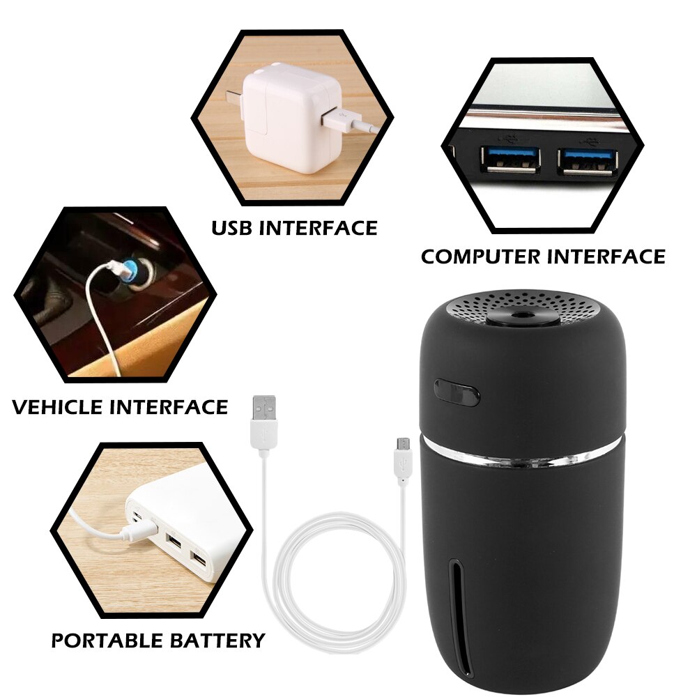 Portable USB Car Air Humidifier Essential Oil Diffuser LED Mini USB Air Humidifier Purifier Car ultrasonic Aromatherapy Diffuser